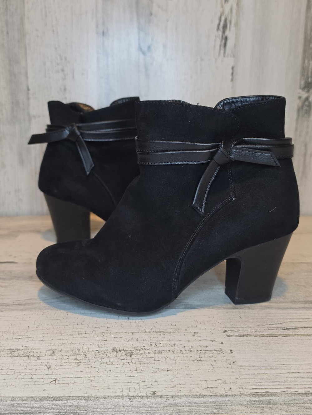 2 Pair Black Ankle Boots Womens 7.5 Western Y2K Boho Witchy Block Heel Booties - Picture 3 of 14